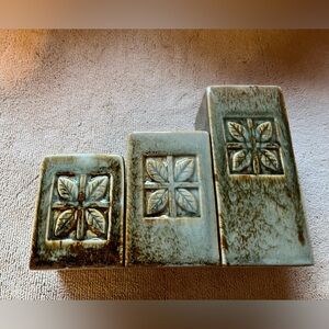 Elegant Leaf Design Vintage Candle Holders - set of 3